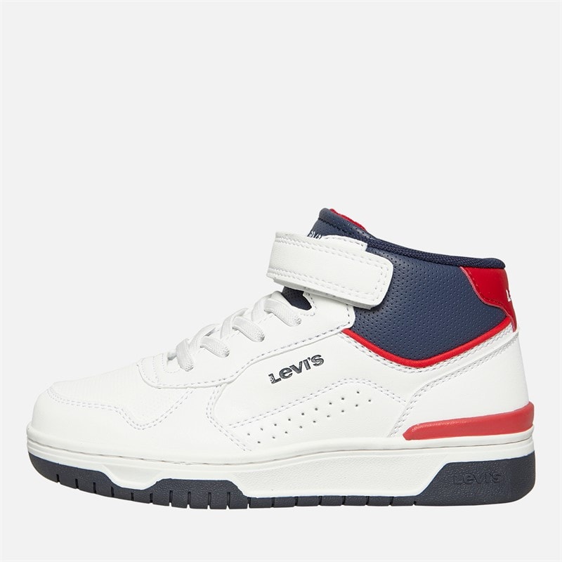 Levi's Kids Dereck Hi-Top Sneakers White Navy Red 0218 - Image 1