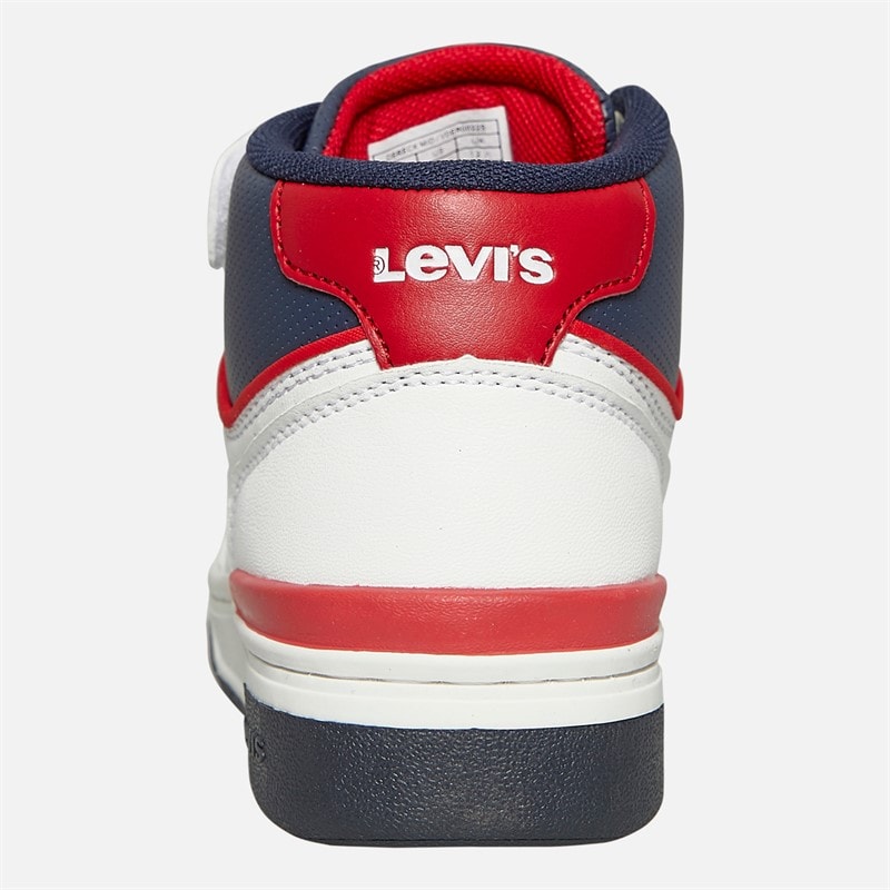Levi's Kids Dereck Hi-Top Sneakers White Navy Red 0218 - Image 3