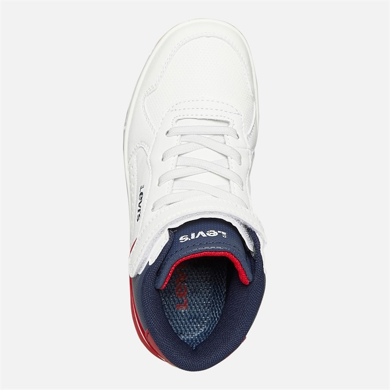 Levi's Kids Dereck Hi-Top Sneakers White Navy Red 0218 - Image 4
