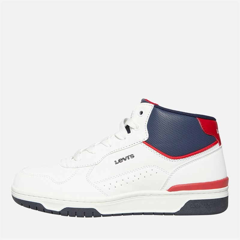 Levi's Junior Dereck Hi-Top Sneakers White Navy Red 0218 - Image 2