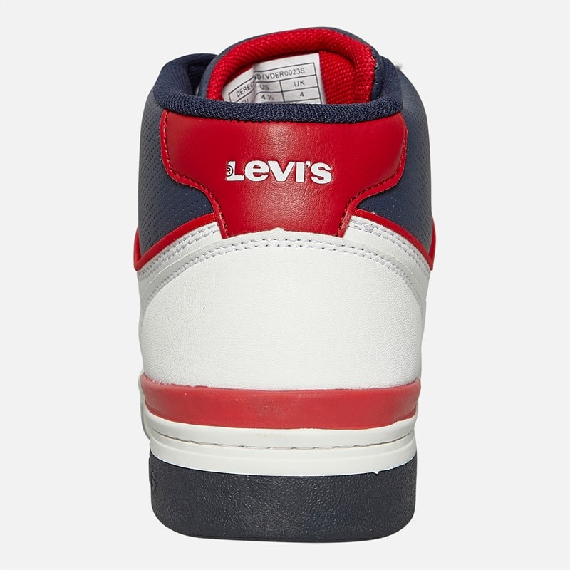 Levi's Junior Dereck Hi-Top Sneakers White Navy Red 0218 - Image 4