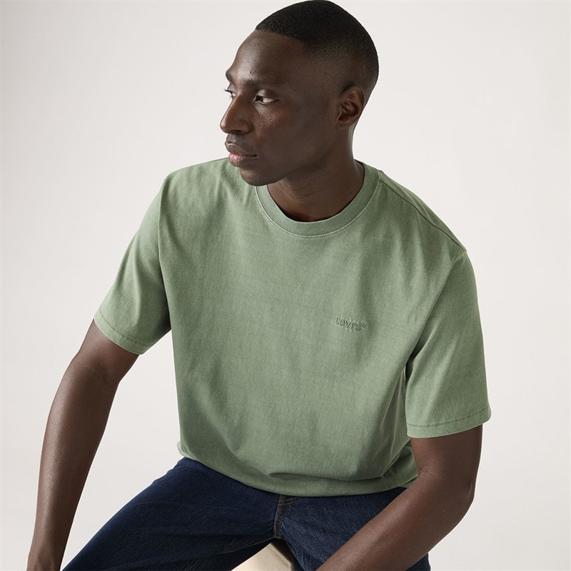 Levi's Mens Red Tab Vintage T-Shirt Garment Dye Laurel Wreath - Image 1