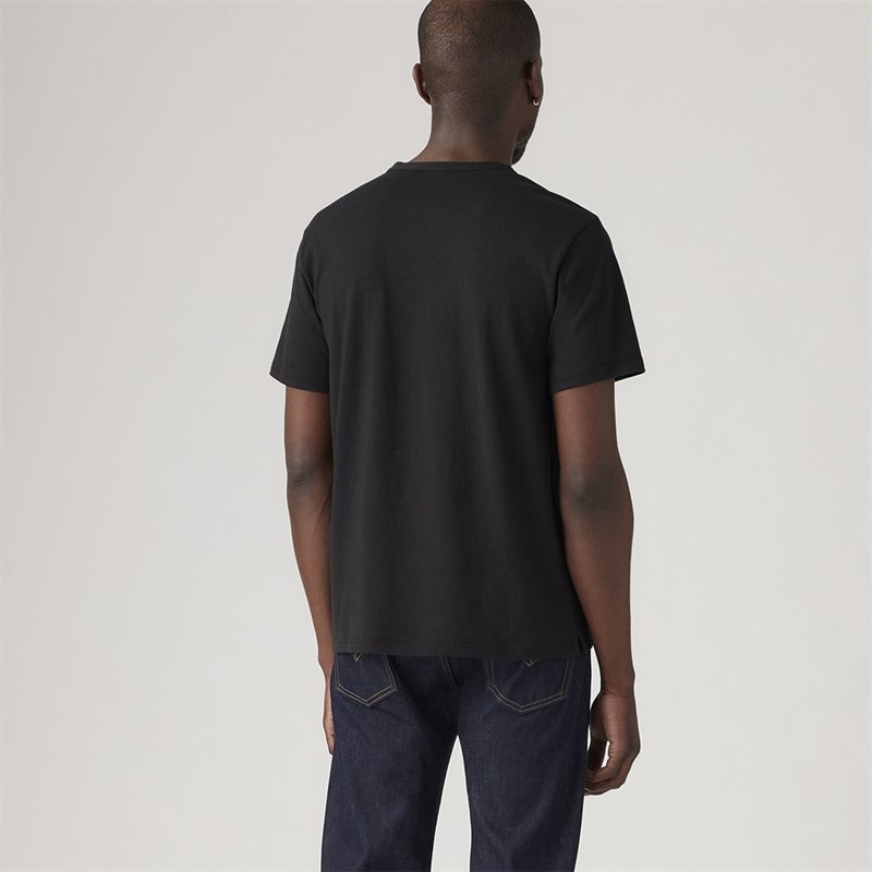 Levi's Mens Short Sleeve HM T-Shirt Henley Mineral Black - Image 2