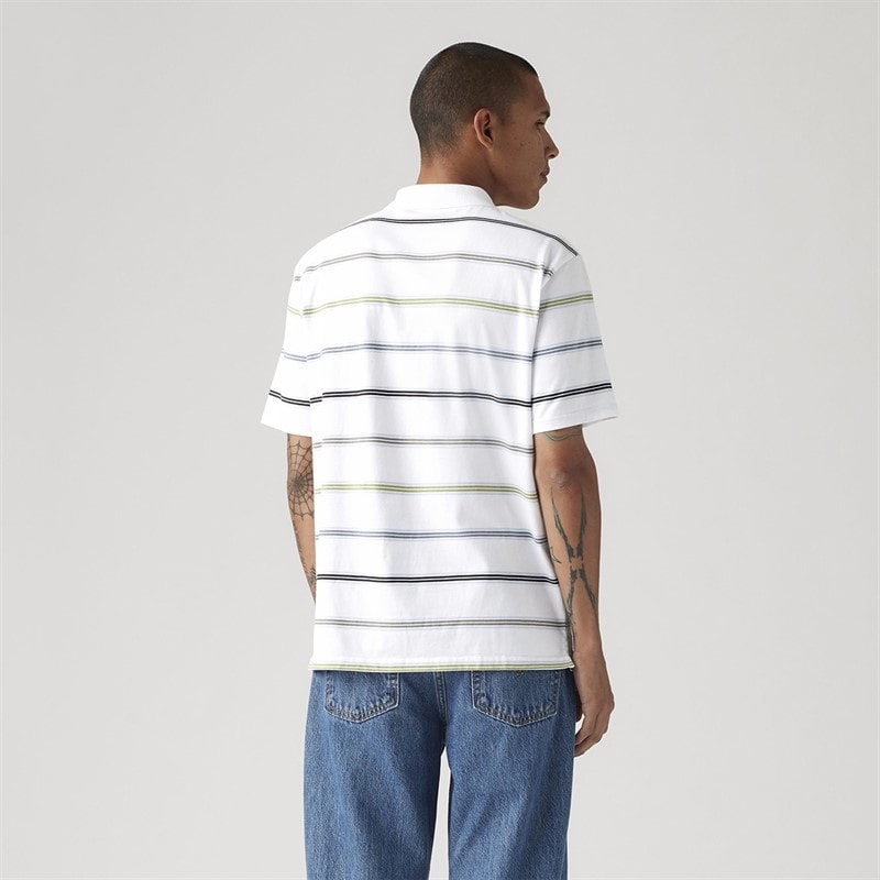 Levi's Mens Authentic Polo Shirt Rowan Stripe Bright White - Image 2