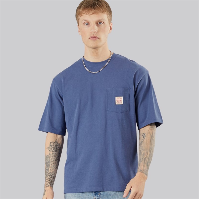 Levi's Mens Workwear T-Shirt Blue Indigo - Image 2