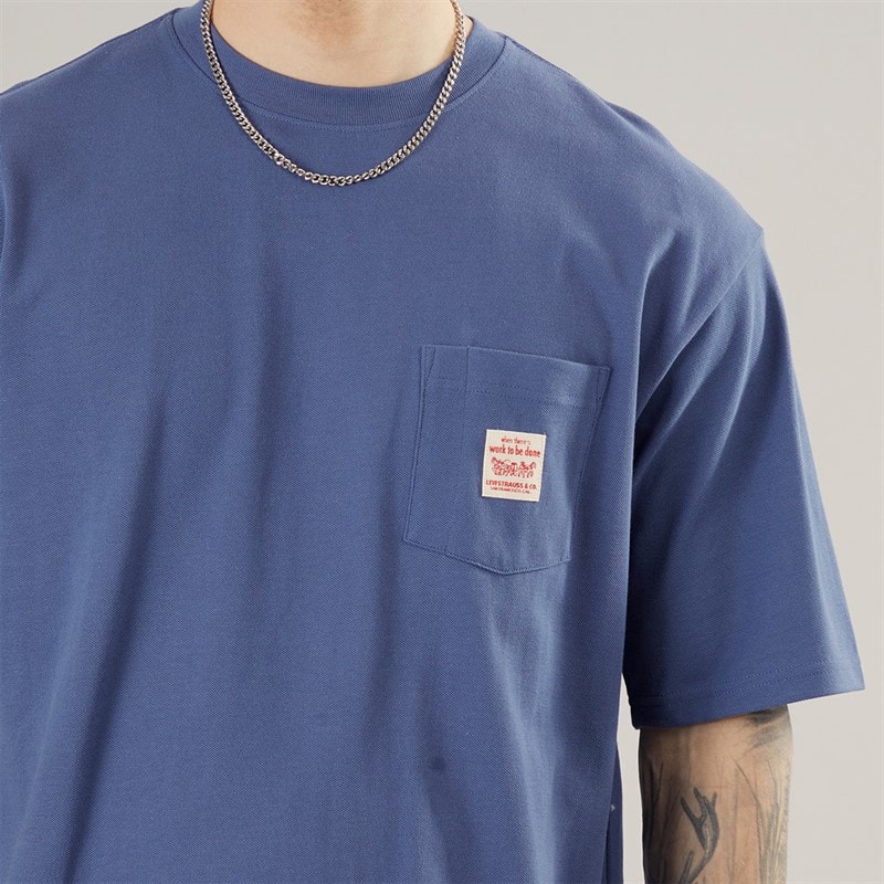 Levi's Mens Workwear T-Shirt Blue Indigo - Image 5