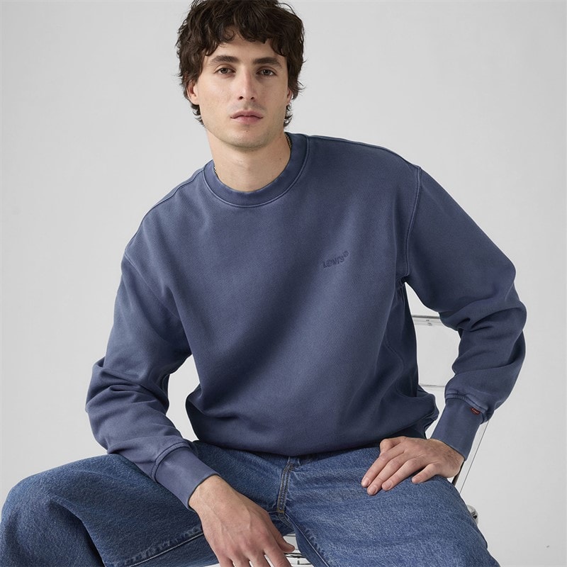 Levi's Mens Authentic Crew Sweatshirt Sargasso Sea Garment Dye