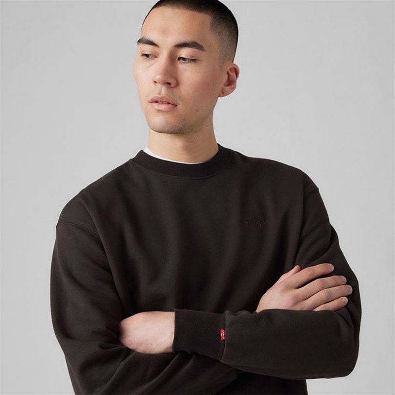 Levi's Mens Authentic Crew Sweatshirt Black Agate Garment Dye - Image 3