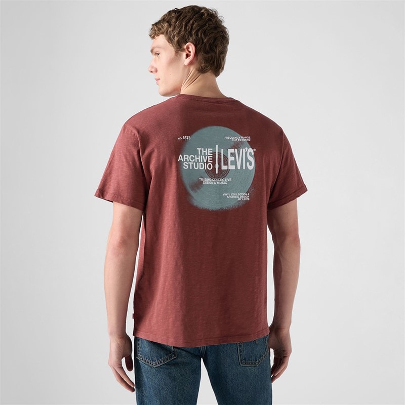 Levi's Mens Relaxed Fit T-Shirt Levis Records 1 Crushed Berry - Image 1
