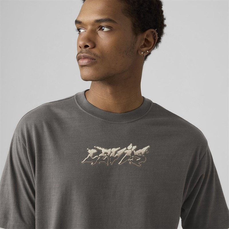 Levi's Mens Vintage Fit Graphic T-Shirt Copper Levis Smoked Pearl - Image 3