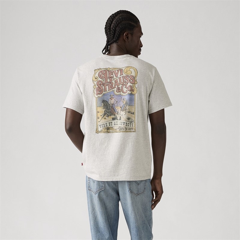 Levi's Mens Relaxed Fit T-Shirt Worn By Cowboys Light Heather Grey - Image 2