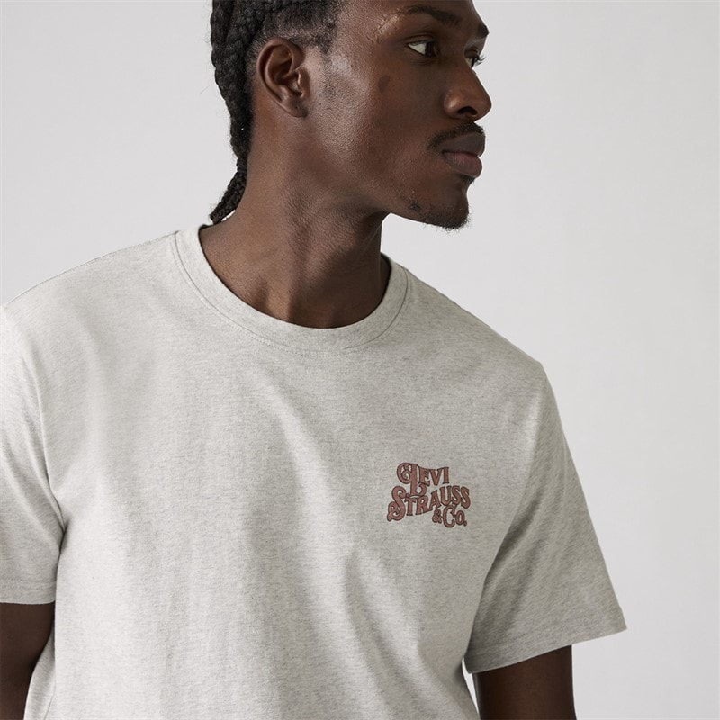 Levi's Mens Relaxed Fit T-Shirt Worn By Cowboys Light Heather Grey - Image 3