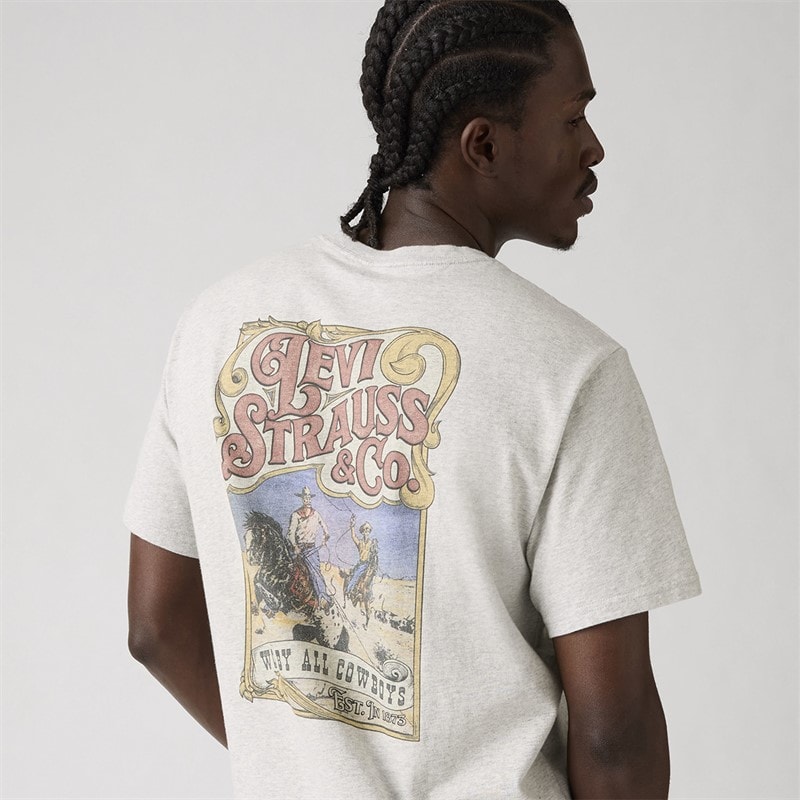 Levi's Mens Relaxed Fit T-Shirt Worn By Cowboys Light Heather Grey - Image 4