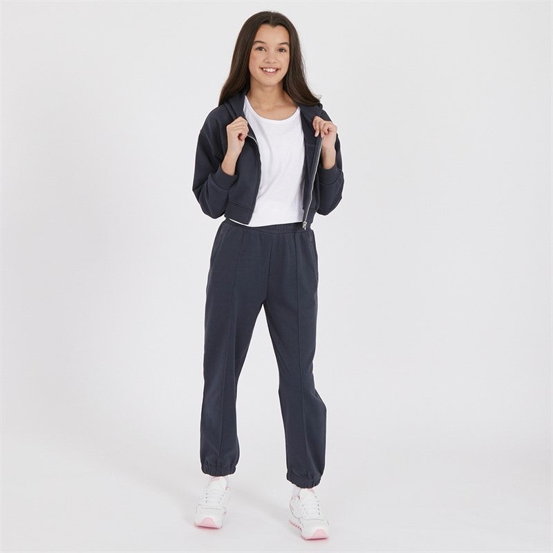 MINOTI Girls Fleece Tracksuit Dark Grey