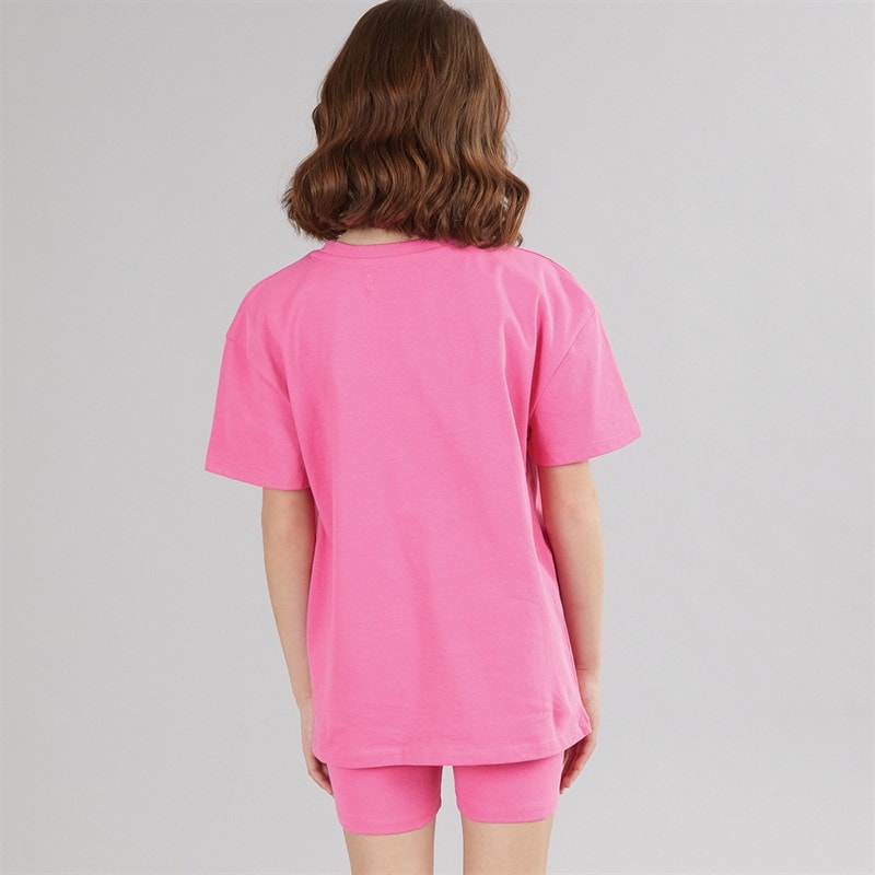 MINOTI Girls T-Shirt And Shorts Co-Ord Set Neon Coral - Image 2