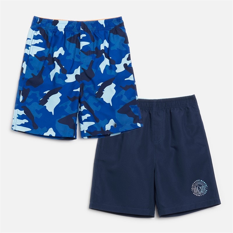 MINOTI Boys Two Pack Swim Shorts Multi/Navy - Image 1