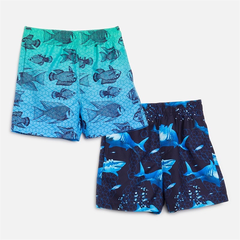 MINOTI Boys Two Pack Swim Shorts Multi/Multi - Image 1
