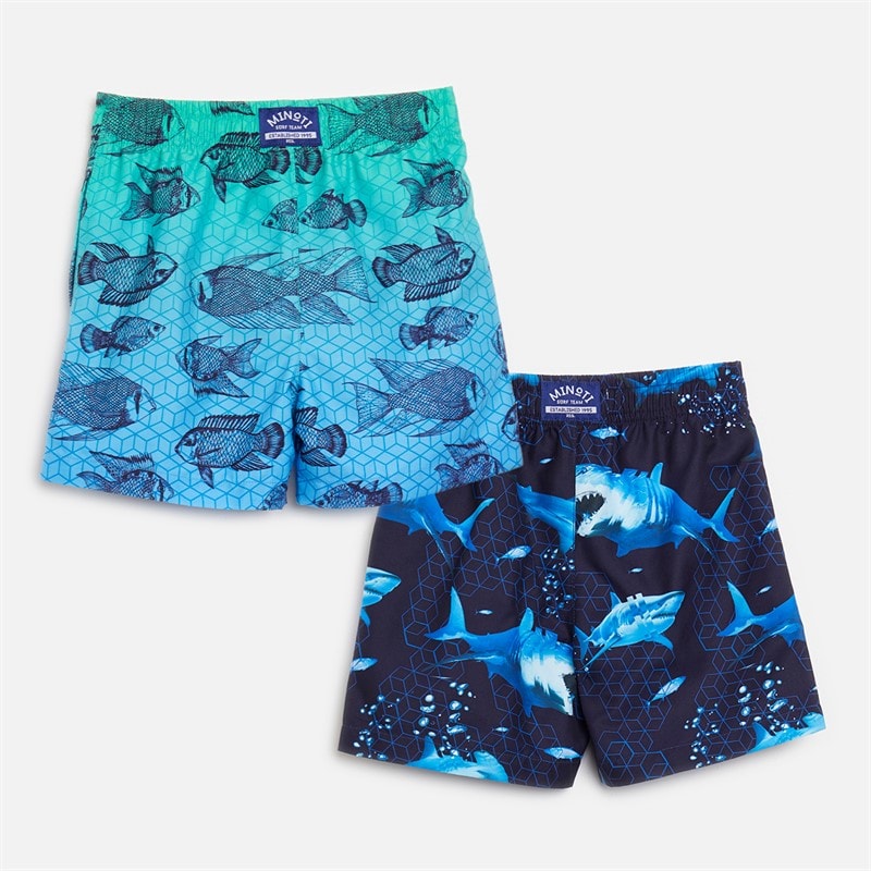 MINOTI Boys Two Pack Swim Shorts Multi/Multi - Image 2