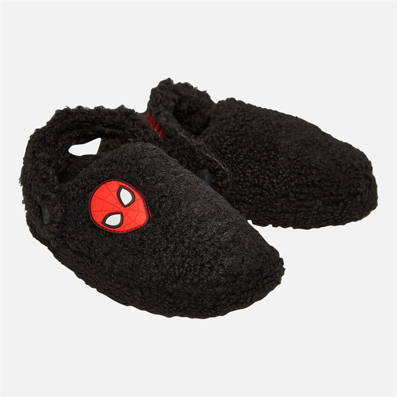 Spiderman Boys Telford Borg Slippers Black/Red