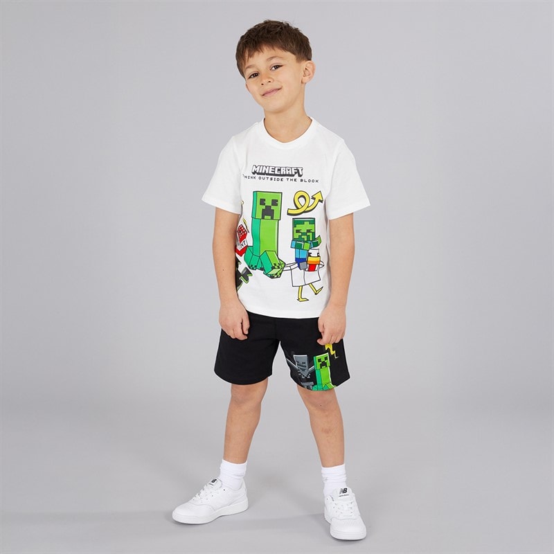 Minecraft Boys T-Shirt And Shorts Set White/Black - Image 3