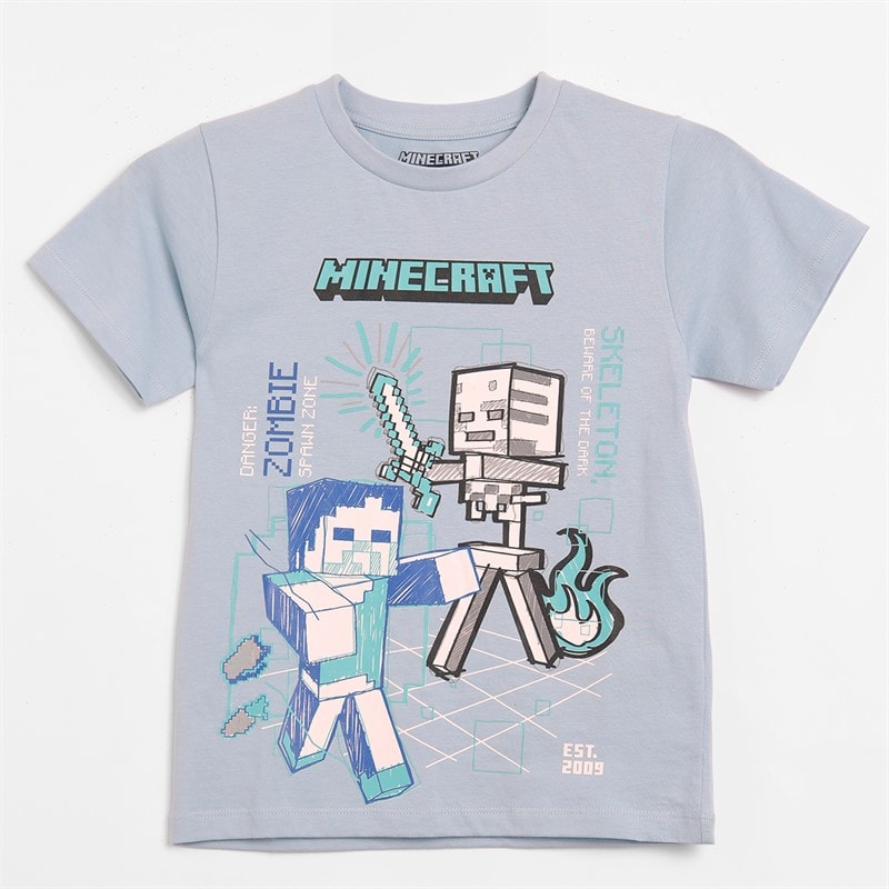 Minecraft Boys Three Pack T-Shirts Set Sky Grey/Blue - Image 2
