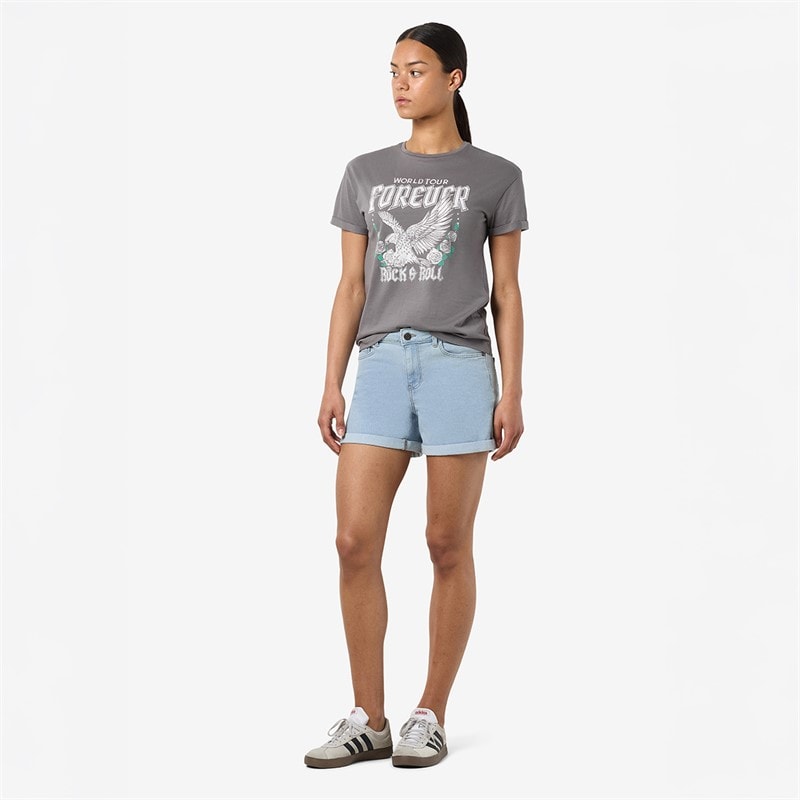 Noisy May Womens Debby Denim Shorts Light Blue Denim - Image 3