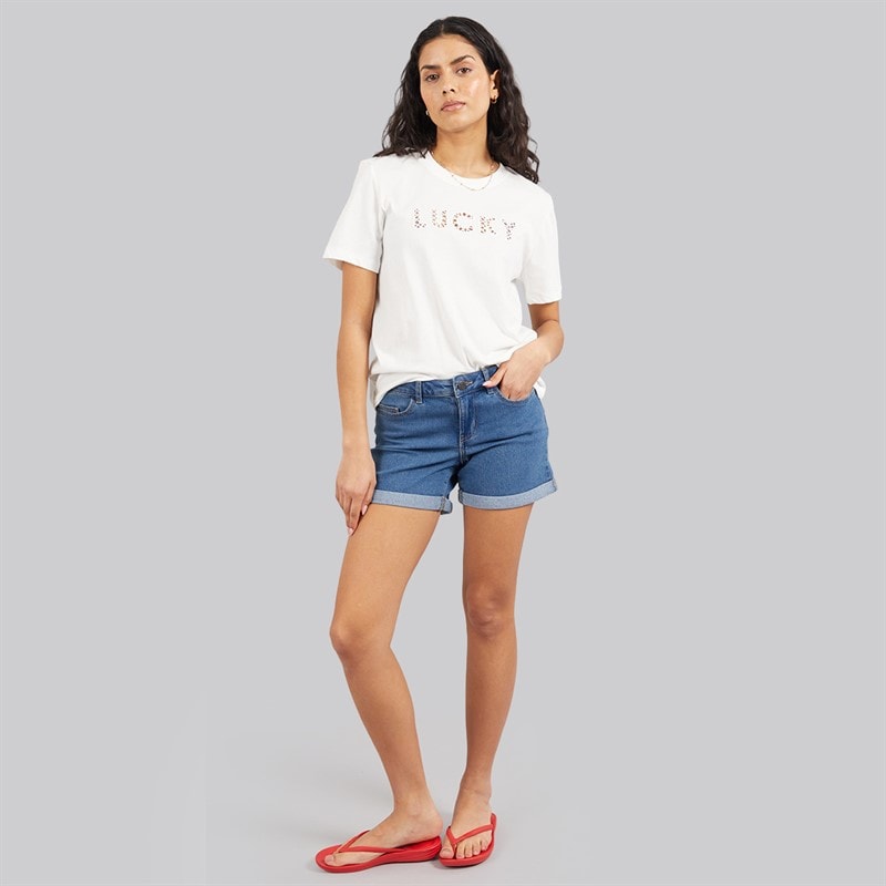 Noisy May Womens Debby Denim Shorts Medium Blue Denim - Image 4
