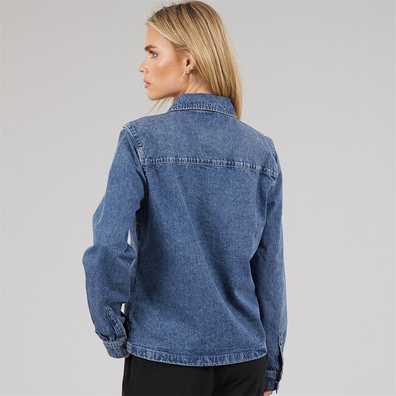 Noisy May Womens Signe Denim Shirt Medium Blue Denim - Image 2