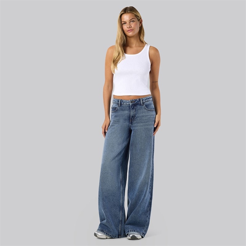 Noisy May Womens Kettie Wide Leg Jeans Medium Blue Denim - Image 2