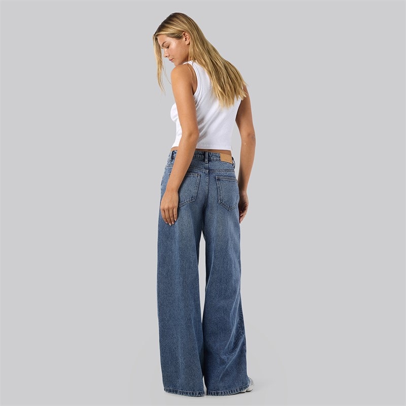 Noisy May Womens Kettie Wide Leg Jeans Medium Blue Denim - Image 3