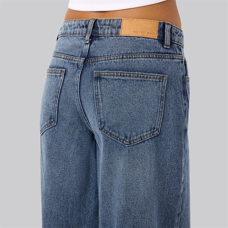 Noisy May Womens Kettie Wide Leg Jeans Medium Blue Denim - Image 4