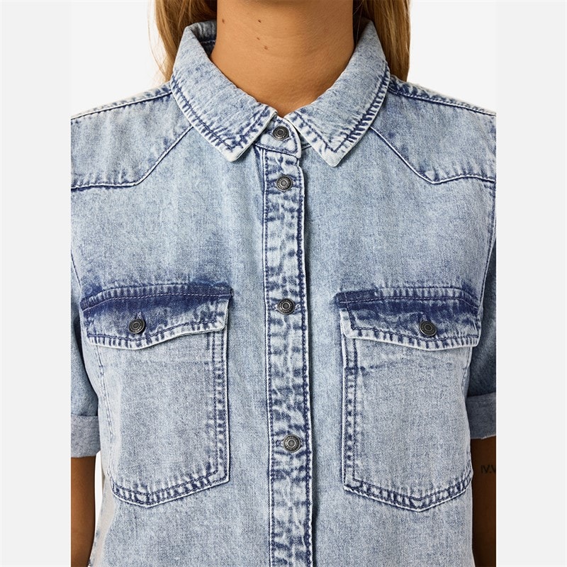Noisy May Womens Signe Denim Dress Light Blue Denim - Image 4