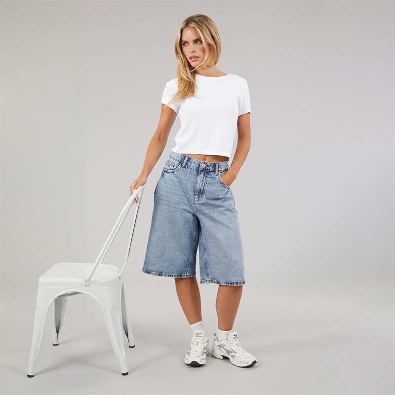 Noisy May Womens Mindie Bermuda Shorts Light Blue Denim - Image 4