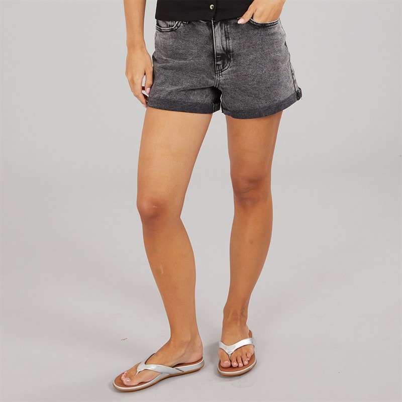 Noisy May Womens High Waist Denim Shorts Dark Grey Denim