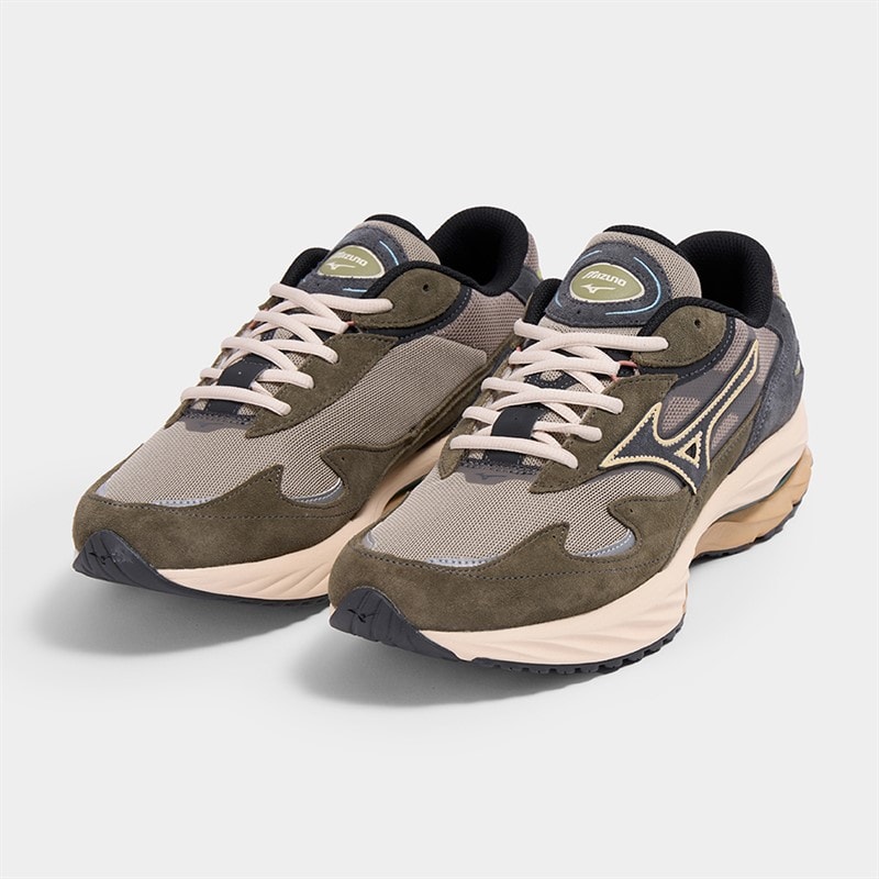 Mizuno Wave Rider Beta Trainers Vintage Khaki/Black Sand/Grape - Image 2