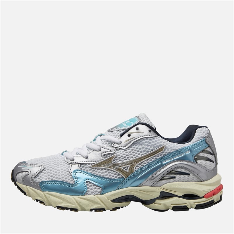 Mizuno Wave Rider 10 Trainers White/Vintage Khaki/Reef Waters - Image 1
