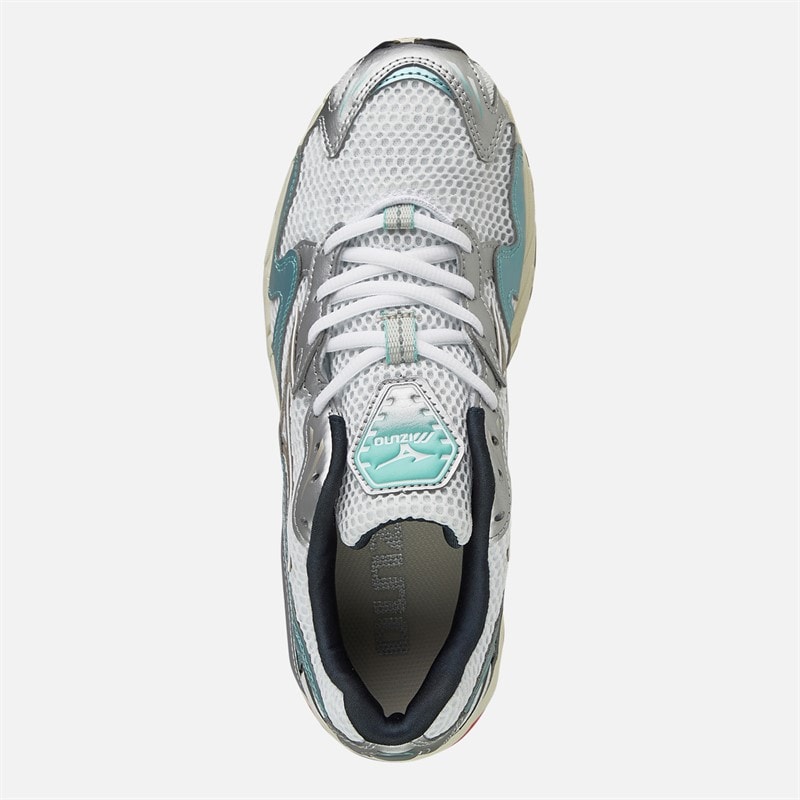 Mizuno Wave Rider 10 Trainers White/Vintage Khaki/Reef Waters - Image 4