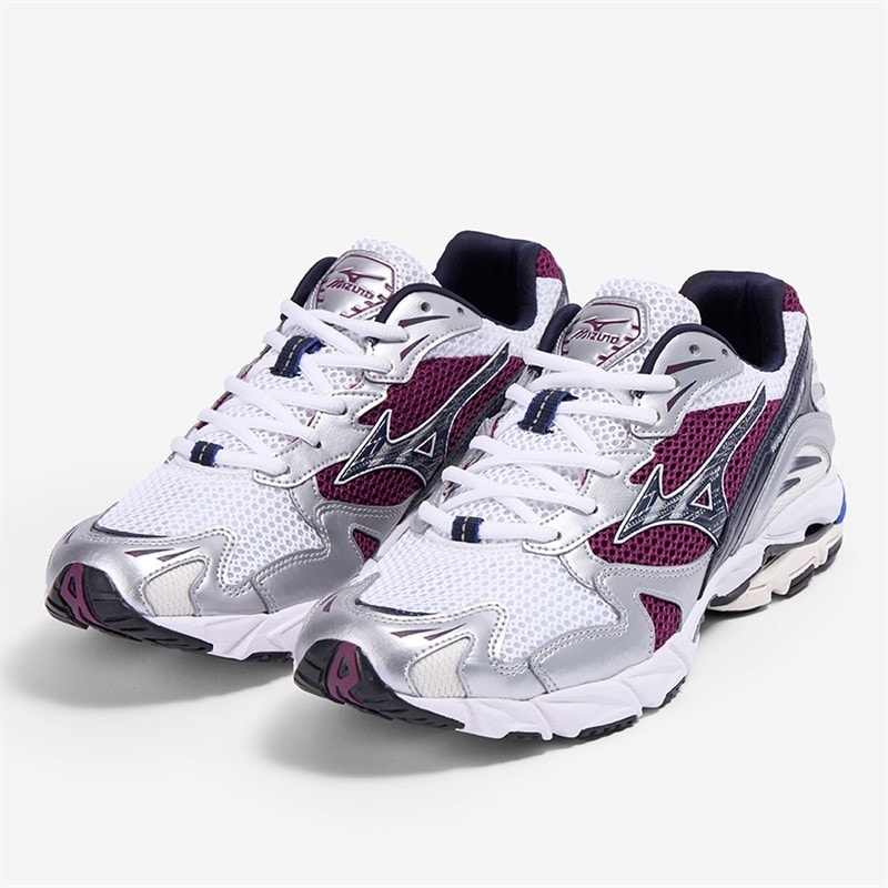 Mizuno Wave Rider 10 Trainers White/Baritone Blue/Dark Purple White/Baritoneblue/Darkpurple - Image 2