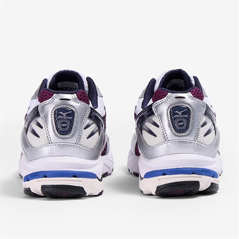 Mizuno Wave Rider 10 Trainers White/Baritone Blue/Dark Purple White/Baritoneblue/Darkpurple - Image 3