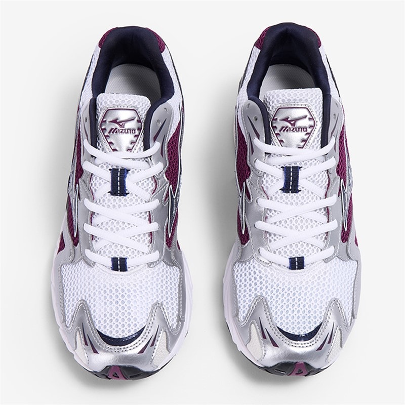 Mizuno Wave Rider 10 Trainers White/Baritone Blue/Dark Purple White/Baritoneblue/Darkpurple - Image 4