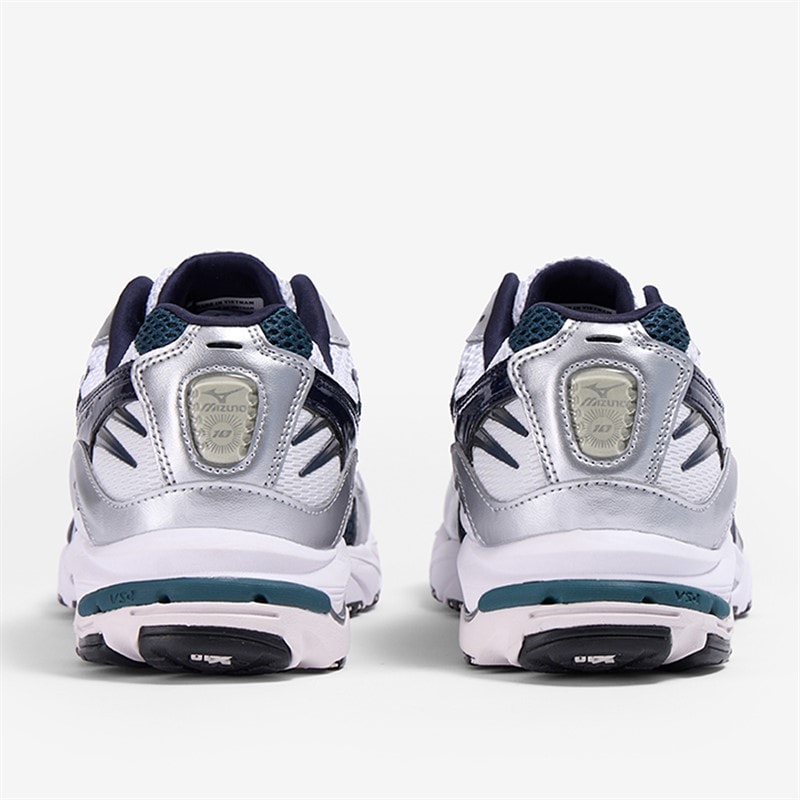 Mizuno Wave Rider 10 Trainers White/Baritone Blue/Deep Teal White/Baritoneblue/Deepteal - Image 2