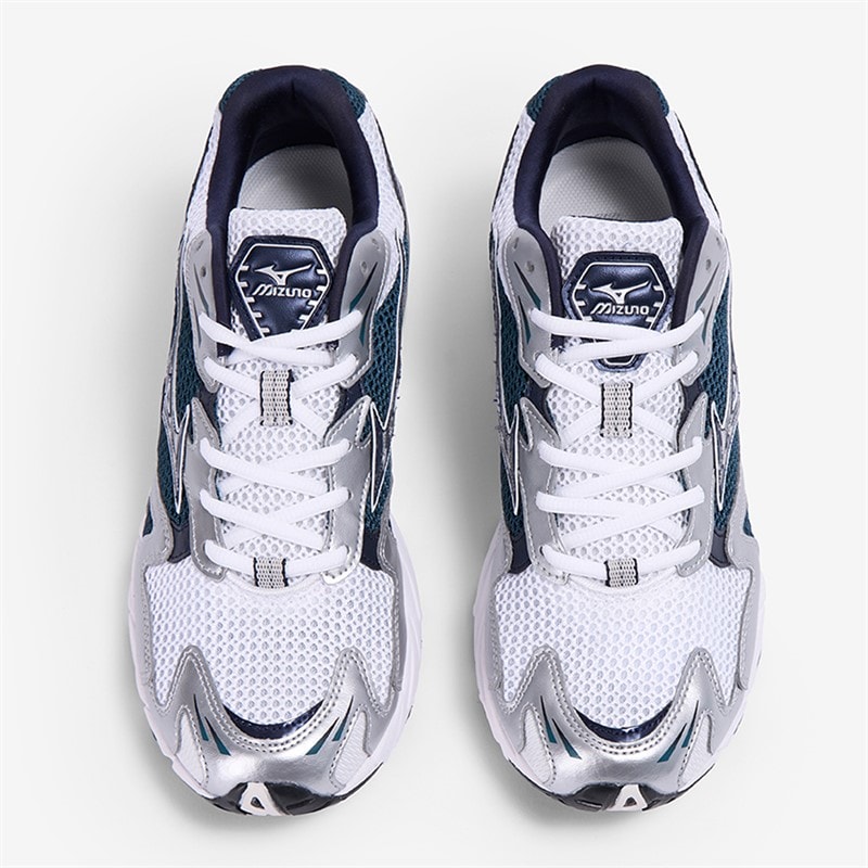 Mizuno Wave Rider 10 Trainers White/Baritone Blue/Deep Teal White/Baritoneblue/Deepteal - Image 3