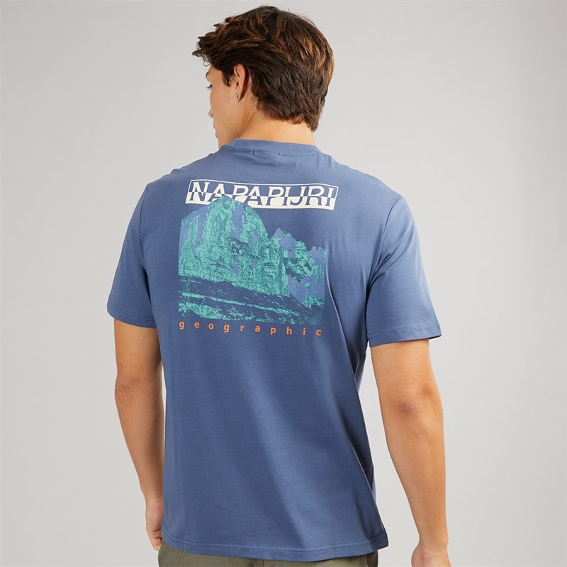 Napapijri Mens Mirada Back Graphic T-Shirt Blue Infinity - Image 3