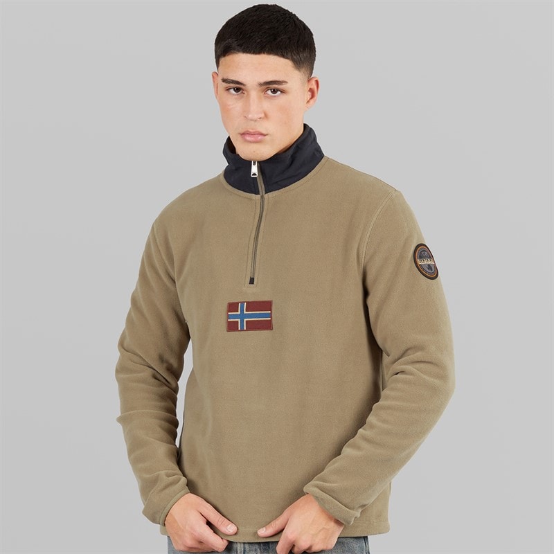 Napapijri Mens Tev Polar 1/2 Zip Sweatshirt Fallen Rock