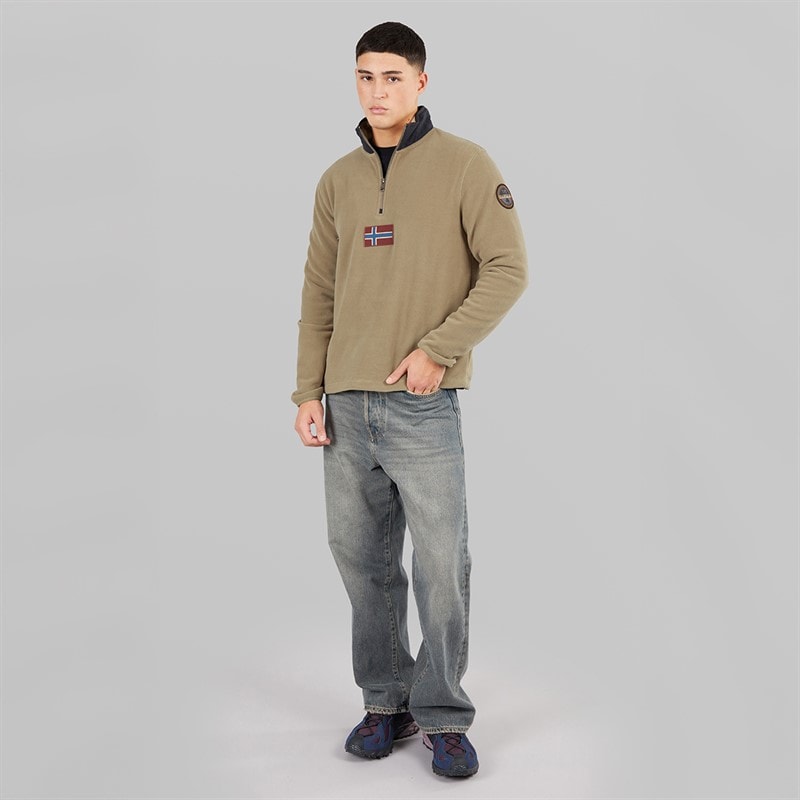 Napapijri Mens Tev Polar 1/2 Zip Sweatshirt Fallen Rock - Image 4