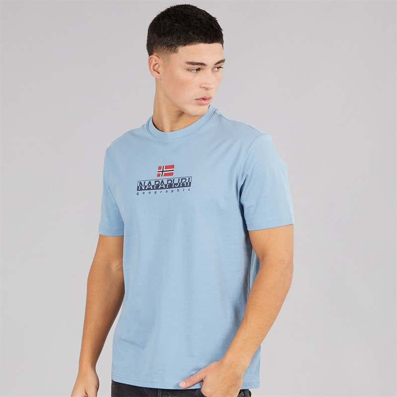 Napapijri Mens Sory Logo T-Shirt Faded Denim - Image 3