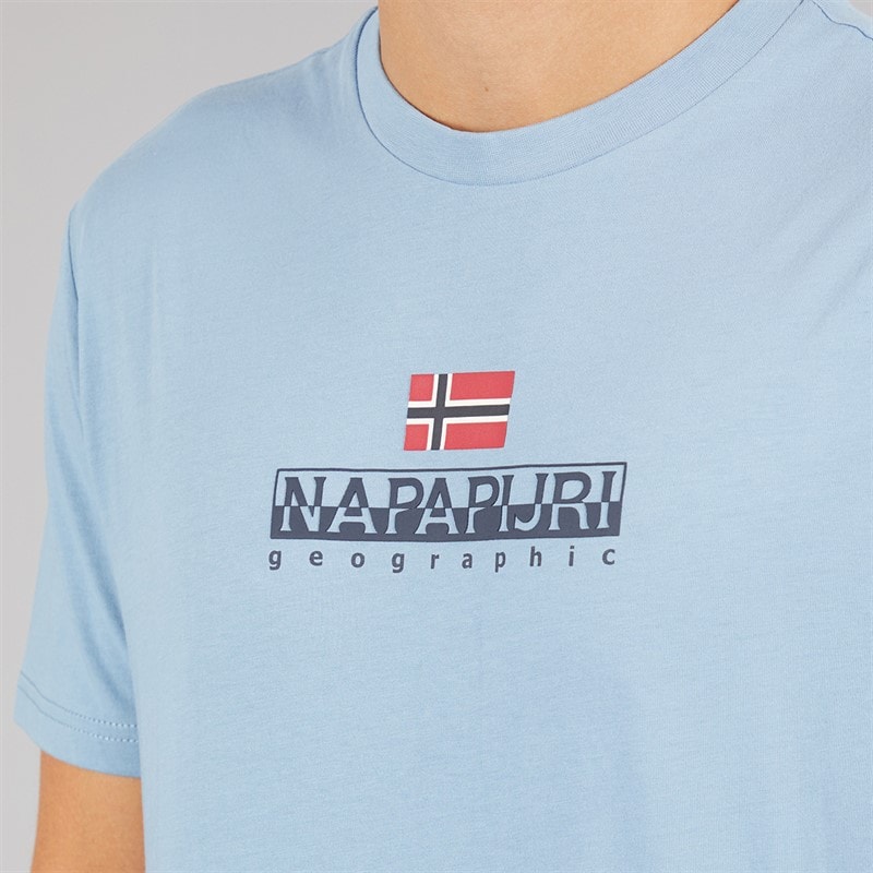 Napapijri Mens Sory Logo T-Shirt Faded Denim - Image 5