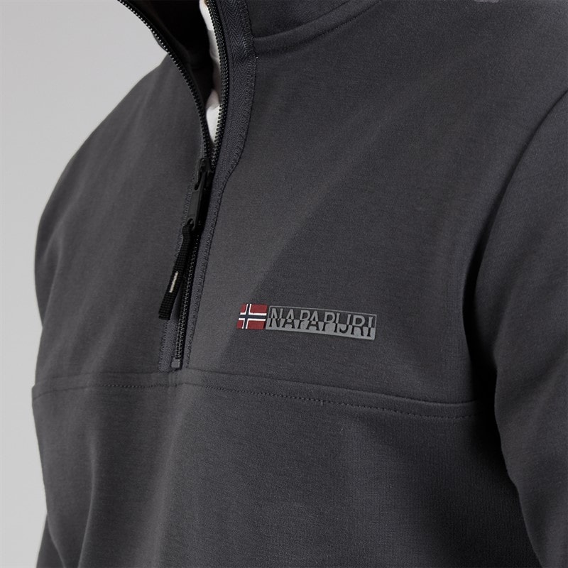 Napapijri Mens Bastien 1/2 Zip Sweatshirt Dark Grey Solid - Image 3