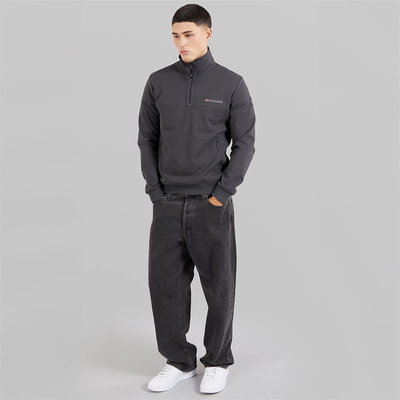 Napapijri Mens Bastien 1/2 Zip Sweatshirt Dark Grey Solid - Image 4
