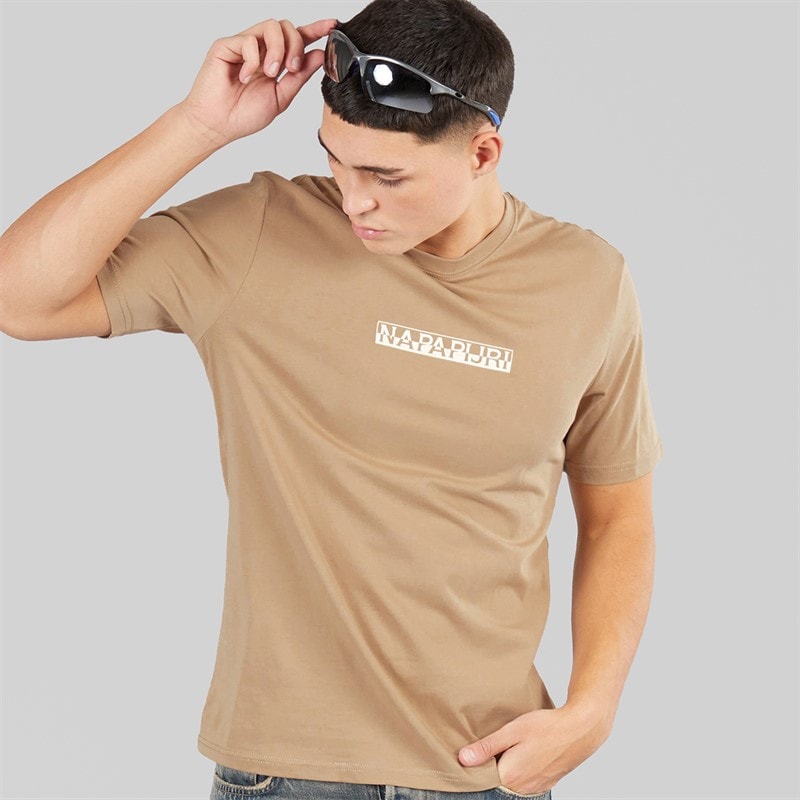 Napapijri Mens Rift Back Graphic T-Shirt Beige Rocky - Image 2